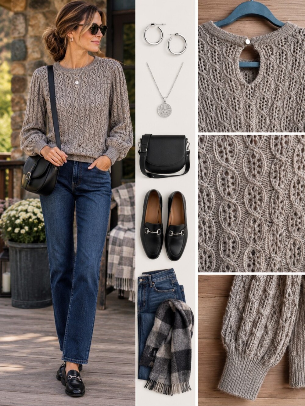 J. Crew Brown Cable Knit Open Stitch Pullover - Picture 1 of 7
